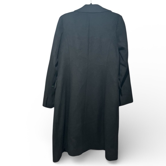 Banana Republic Black Wool Coat Removable Angora Fur Collar Medium Like New - Picture 6 of 12